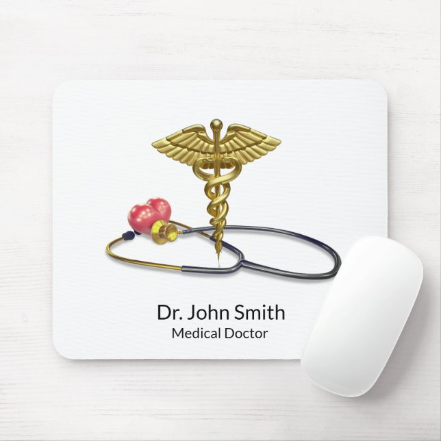 Tapis De Souris Gold Medical Stethoscope & Caduceus with Heart (Avec souris)