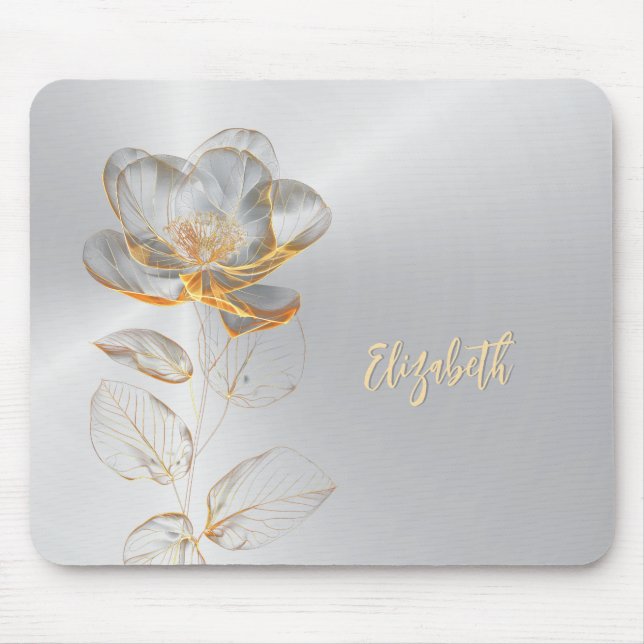 Tapis De Souris Gold Rose Silver Ajouter un nom (Devant)