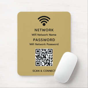 Tapis De Souris Gold Simple Elegant Wifi Code QR Mot de passe rése