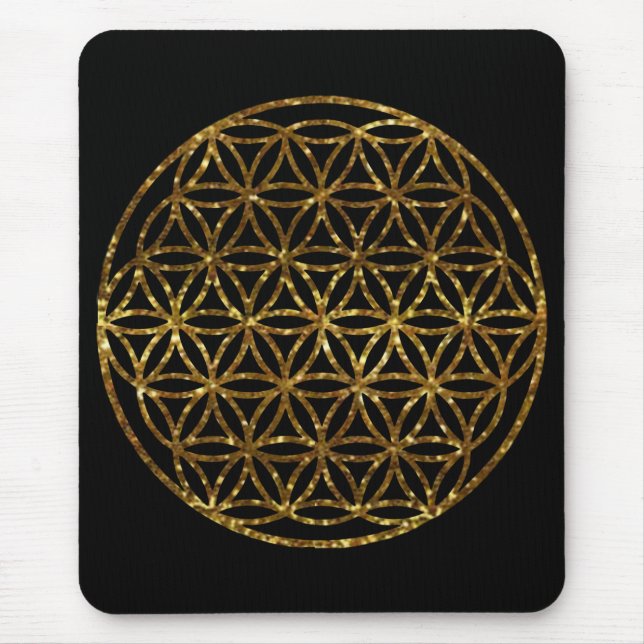 Tapis De Souris Gold Sparkling Flower of Life | scared geometry    (Devant)