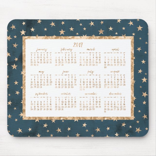 Tapis De Souris Gold Stars Annuel 2017 Calendrier Souris Pad Midni (Devant)