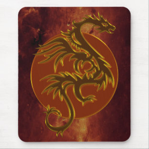 Tapis De Souris Golden Dragon Sun univers du feu