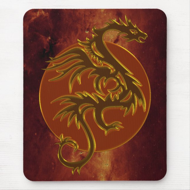 Tapis De Souris Golden Dragon Sun | univers du feu (Devant)