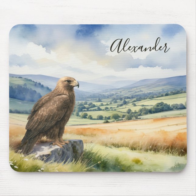 Tapis De Souris Golden Eagle Watercolor Wildlife Personalized (Devant)