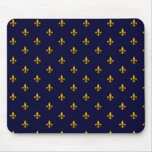 Tapis De Souris Golden Fleur de Lis sur Navy Blue
