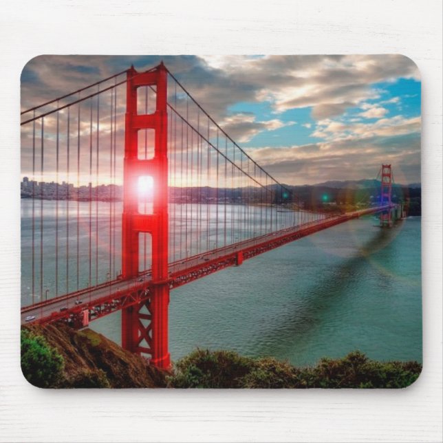 Tapis De Souris Golden gate bridge avec Sun brillant (Devant)