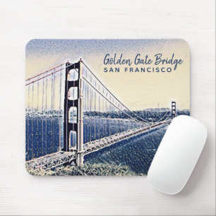 Tapis De Souris Golden Gate Bridge San Francisco Watercolor Art
