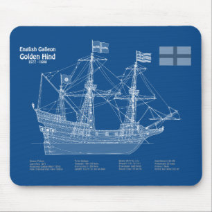 Tapis De Souris Golden Hind - Plan directeur des navires ABD