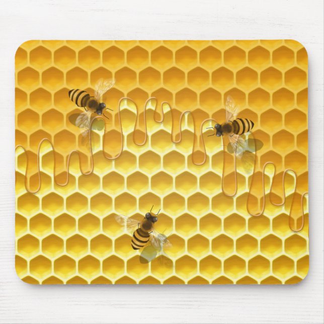 Tapis De Souris Golden Honeycomb avec abeilles Personnalisable Pet (Devant)