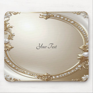 Tapis De Souris Golden Ornate Frame with Pearls Mousepad