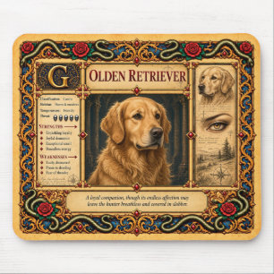 Tapis De Souris Golden Retriever, Art du Bestiaire Médiéval