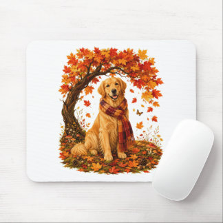 Tapis De Souris Golden Retriever Automne Cosy Thanksgiving
