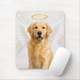 Tapis De Souris Golden Retriever avec ailes d'ange et halo