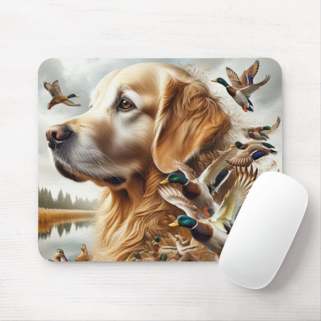 Tapis De Souris Golden Retriever Avec Canards Majards (Avec souris)