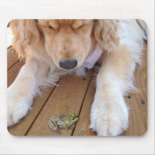 Tapis De Souris Golden Retriever avec grenouille