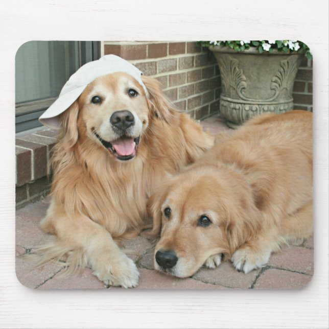 Tapis De Souris Golden retriever avec la casquette de baseball (Devant)