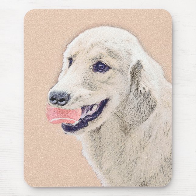 Tapis De Souris Golden Retriever avec Tennis Ball Peinture Chien A (Devant)