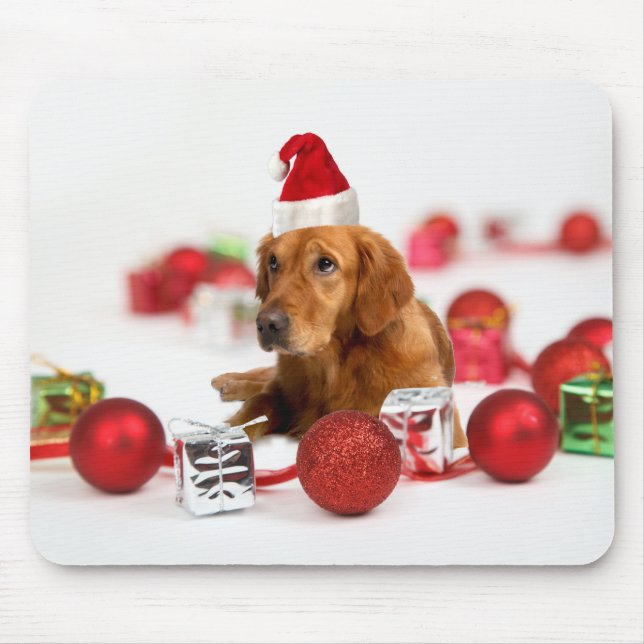 Tapis De Souris Golden Retriever Chien W Red Santa Chapel Noël (Devant)