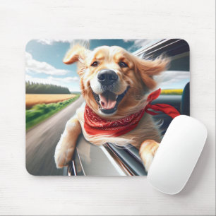 Tapis De Souris Golden Retriever dans la fenêtre de voiture