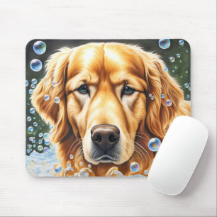 Tapis De Souris Golden Retriever dans les bulles de savon