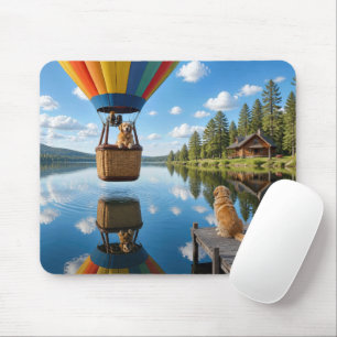 Tapis De Souris Golden Retriever dans une Montgolfière