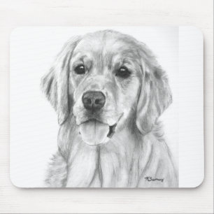 Tapis De Souris Golden retriever dessinant Mousepad