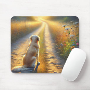 Tapis De Souris Golden Retriever En Attente Sur Une Route Sale