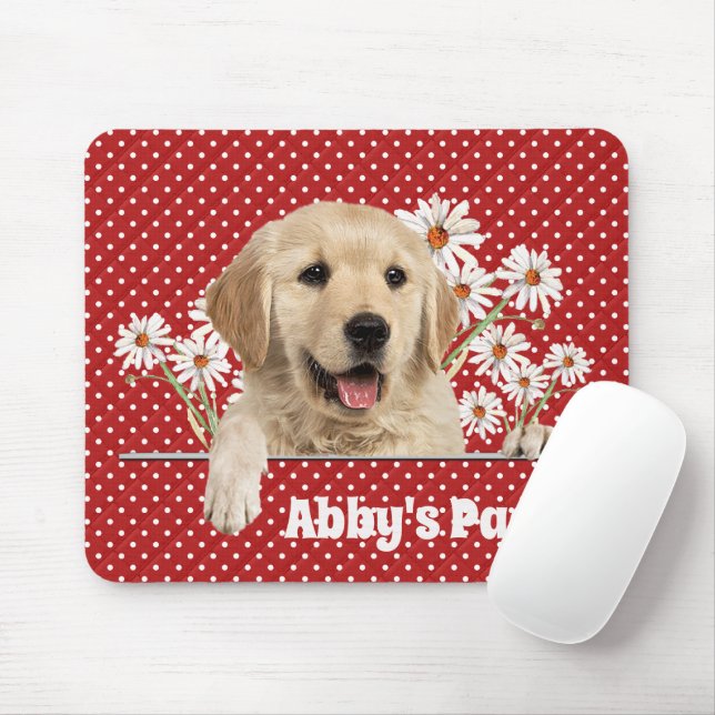 Tapis De Souris Golden Retriever et Daisies (Avec souris)