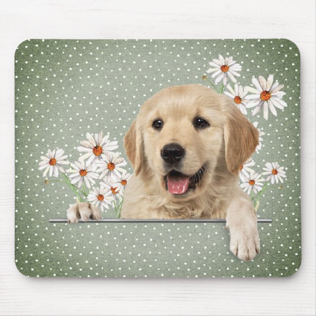 Tapis De Souris Golden Retriever et Daisies (Devant)