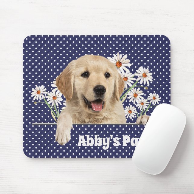 Tapis De Souris Golden Retriever et Daisies (Avec souris)