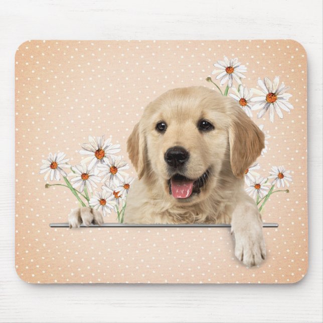 Tapis De Souris Golden Retriever et Daisies (Devant)