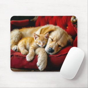 Tapis De Souris Golden Retriever et Gold Kitts Dormir