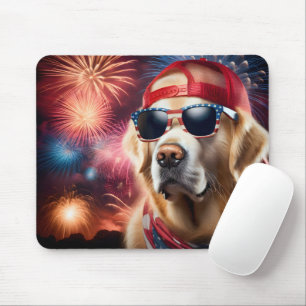 Tapis De Souris Golden Retriever patriotique