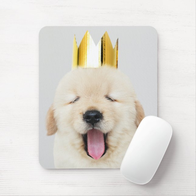 Tapis De Souris Golden Retriever Puppy Sleepy en Couronne (Avec souris)
