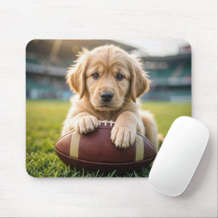 Tapis De Souris Golden Retriever Sur Un Football