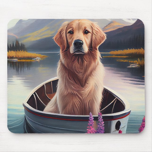 Tapis De Souris Golden Retriever sur une pagaie : une aventure Pit (Devant)