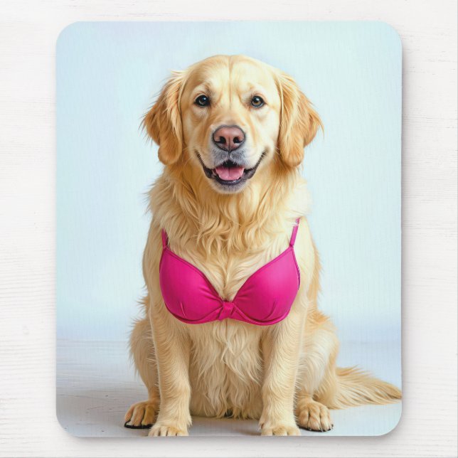 Tapis De Souris Golden Retriever Wearing a Pink Bra (Devant)