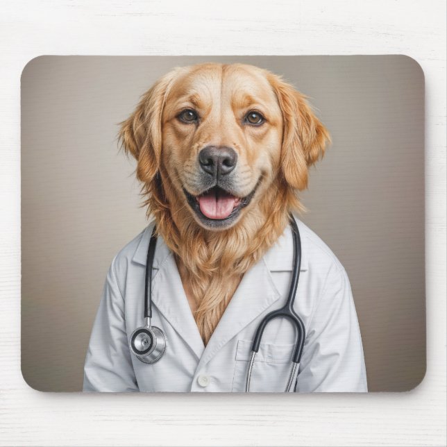 Tapis De Souris Golden Retriever Wearing a White Lab Coat (Devant)