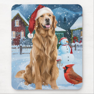 Tapis De Souris Golden Retriever Winter Wonderland Noël Joie
