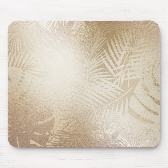 Tapis De Souris Golden Shine Botanique Tropical Palm Tree Feuilles (Devant)