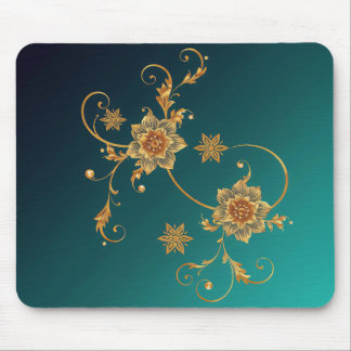 Tapis De Souris Golden Swirl Floral Mouse Pad