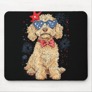Tapis De Souris Goldendoodle 4 juillet Patriotique Golden Doodle D