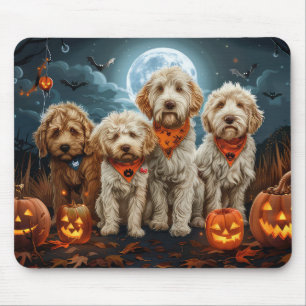 Tapis De Souris Goldendoodle Halloween Éffrayant