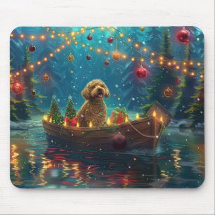 Tapis De Souris Goldendoodle Noël Festive Voyage