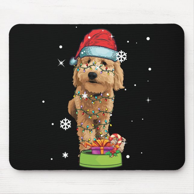 Tapis De Souris Goldendoodle Noël Père Noël Funny Chien Lover Cade (Devant)