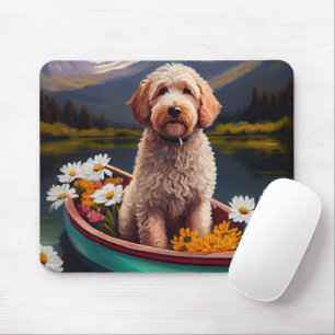 Tapis De Souris Goldendoodle sur une pagaie : Une aventure pittore