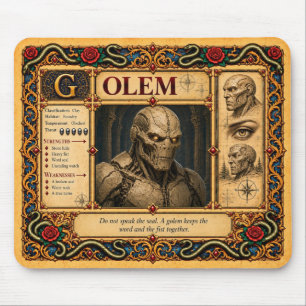 Tapis De Souris Golem, Art du Bestiaire Médiéval