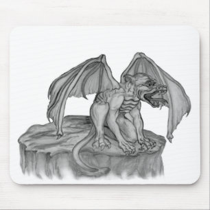 Tapis De Souris GOLEM - Gargoyle noir et blanc