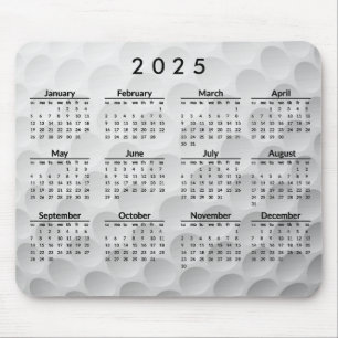 Tapis De Souris Golf Ball Design 2025 Calendrier Mousepad