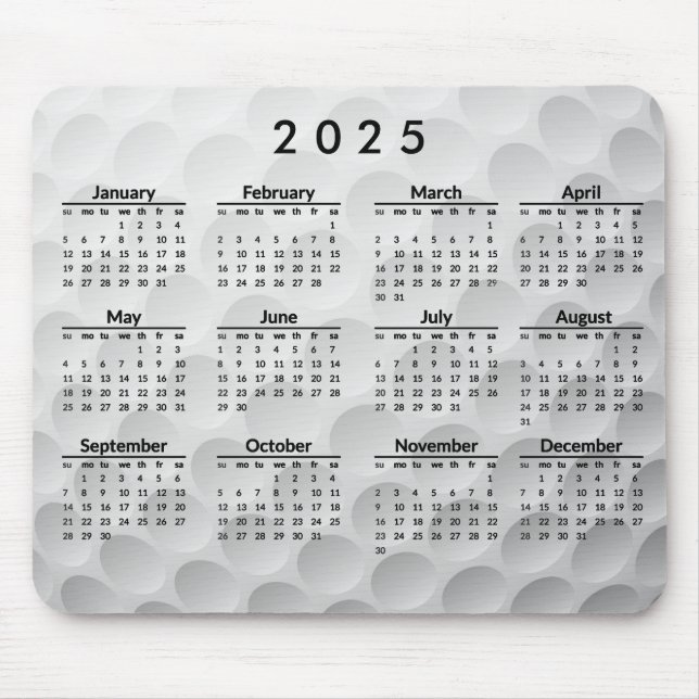 Tapis De Souris Golf Ball Design 2025 Calendrier Mousepad (Devant)